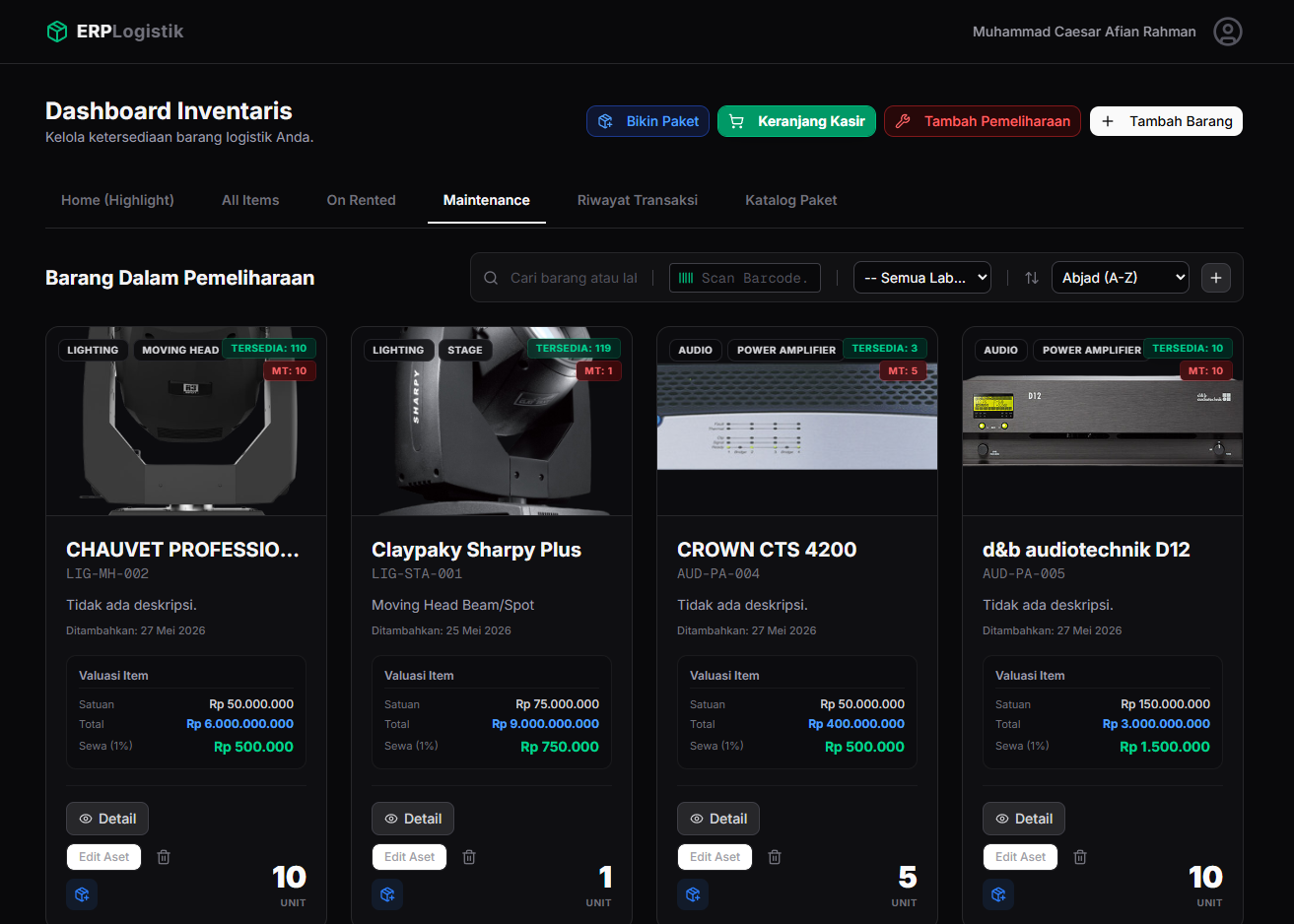 ERP Maintenance Items